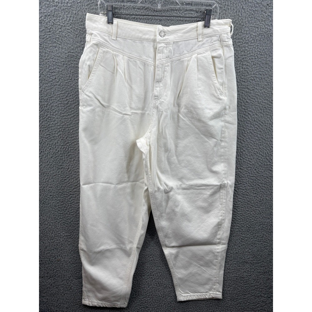 Free People Jeans Women 30 White Pleated Tapered High Rise‎ Denim